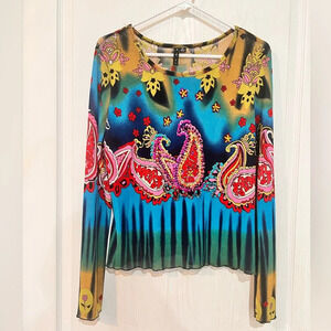 Y2K AZI Jeans Beaded Top